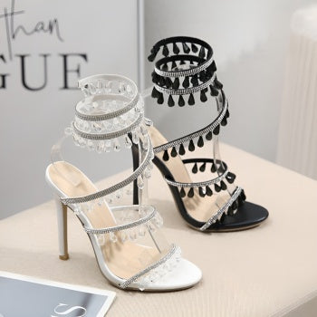 Exquisite Two Colors Rhinestone Pendant Sandals