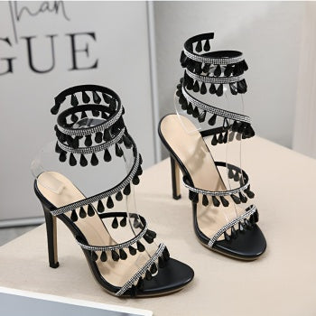 Exquisite Two Colors Rhinestone Pendant Sandals