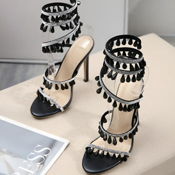 Exquisite Two Colors Rhinestone Pendant Sandals