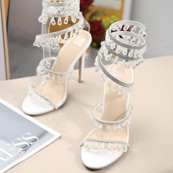Exquisite Two Colors Rhinestone Pendant Sandals