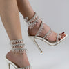 Exquisite Two-Color Rhinestone Sandals