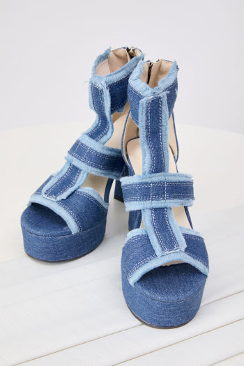 Chic Denim High Heel Sandals