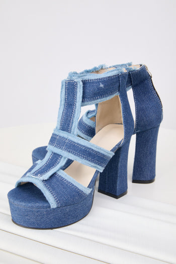 Chic Denim High Heel Sandals