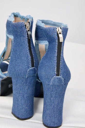 Chic Denim High Heel Sandals
