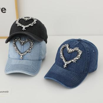Stylish Rhinestone Denim Baseball Cap