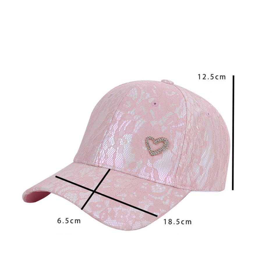 Lace Rhinestone Heart Decor Baseball Cap