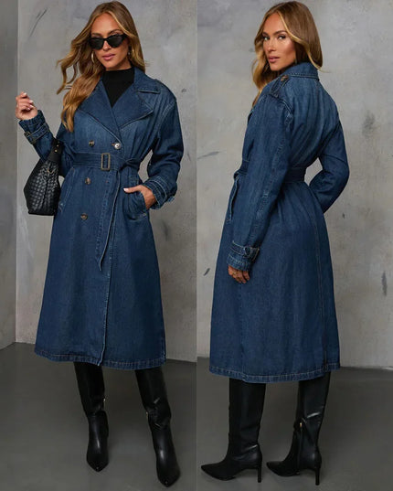 Women’s Mid-Length Denim Trench Coat
