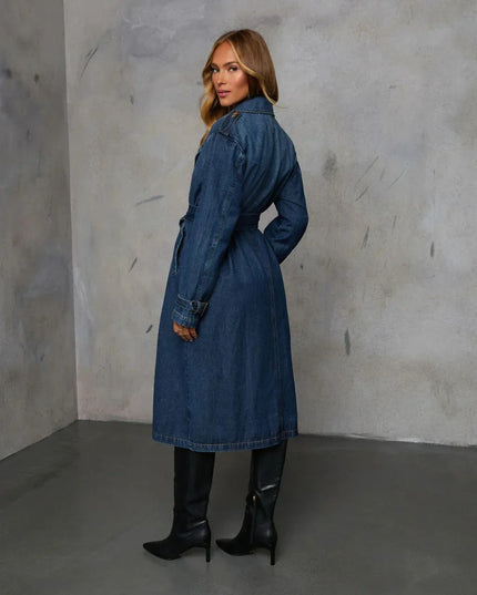 Women’s Mid-Length Denim Trench Coat