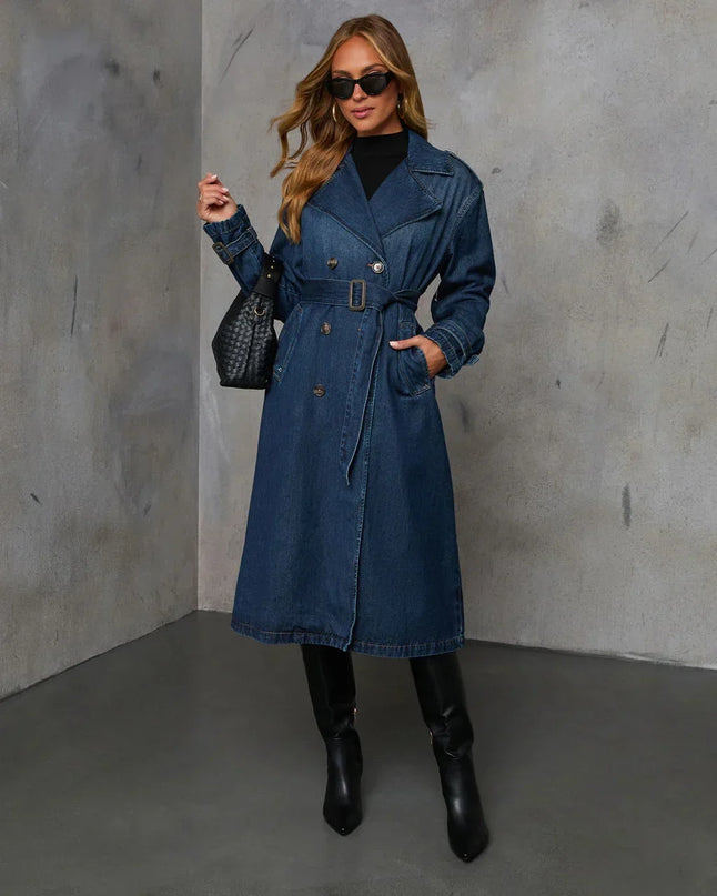Women’s Mid-Length Denim Trench Coat