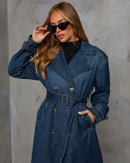 Women’s Mid-Length Denim Trench Coat