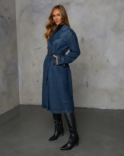 Women’s Mid-Length Denim Trench Coat