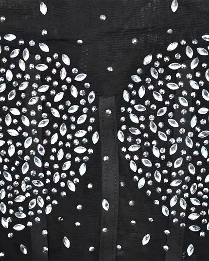 Photo Op Sheer Rhinestone Crop Top and Pants Set