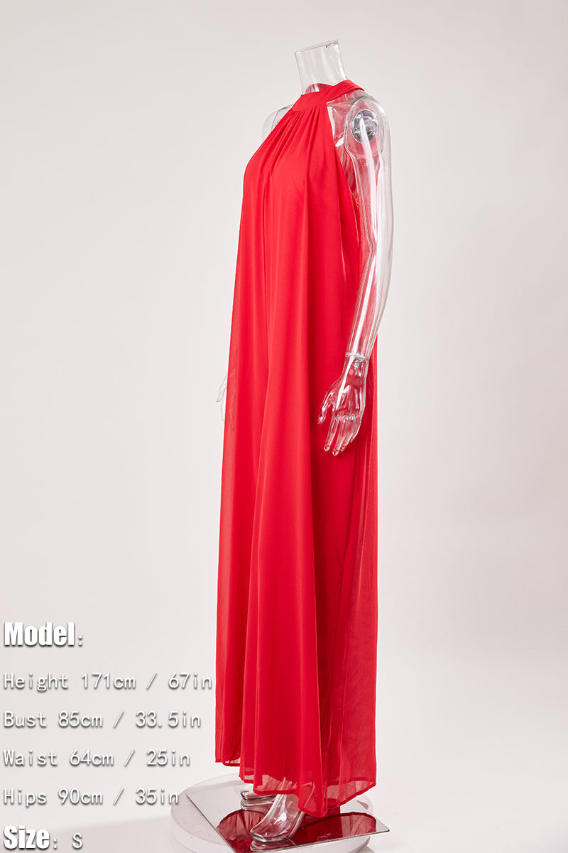 Pocketed Halter Neck Wide Leg Jumpsuit