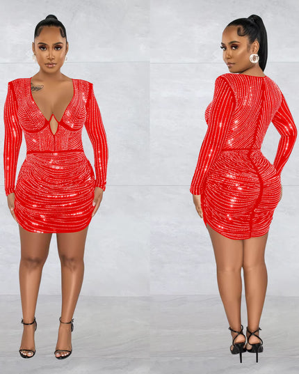 Sparkly Rhinestone Mini Dress