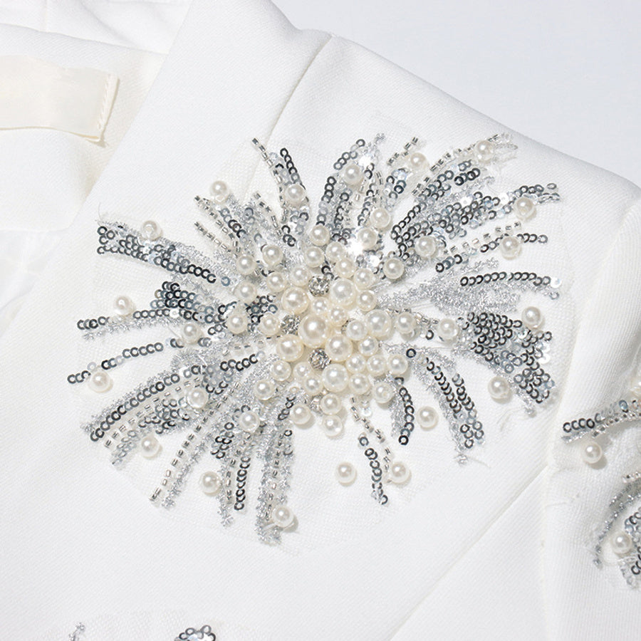 Sequin Pearly Swirl Blazer