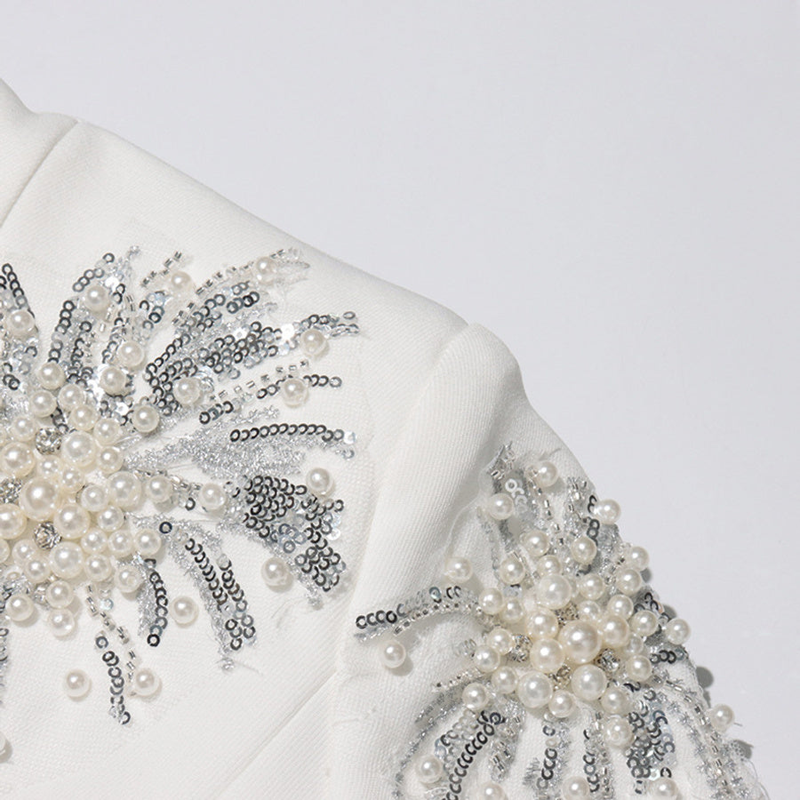 Sequin Pearly Swirl Blazer