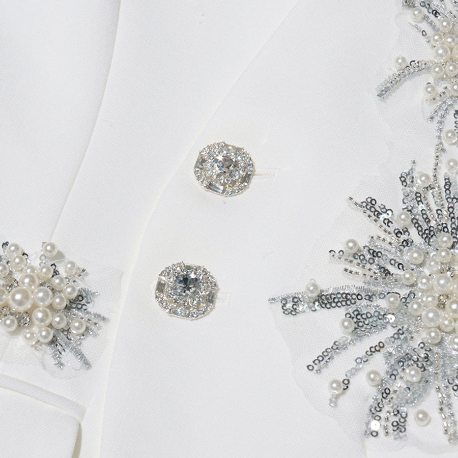 Sequin Pearly Swirl Blazer