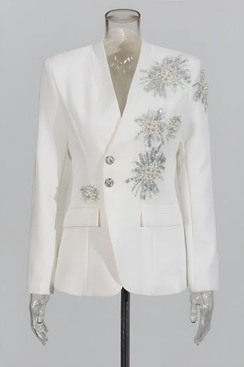 Sequin Pearly Swirl Blazer