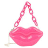 Acrylic Hard Case Lips Clutch Crossbody Bag - Pink - Bags