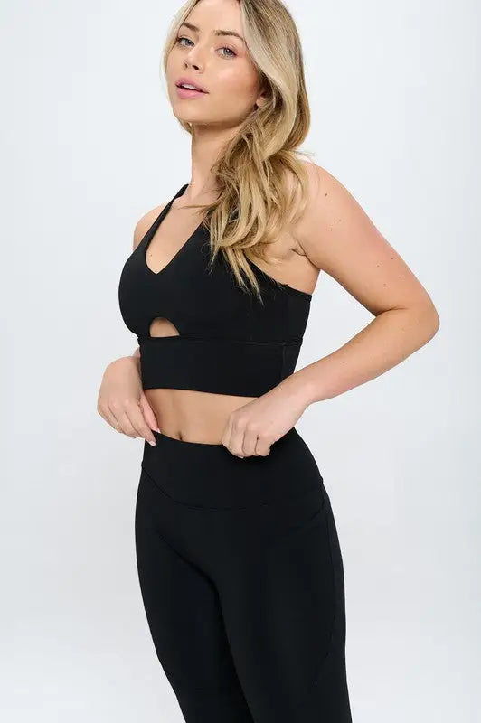 Activewear Set with Cut-Out Detail - S / Black - Yoga