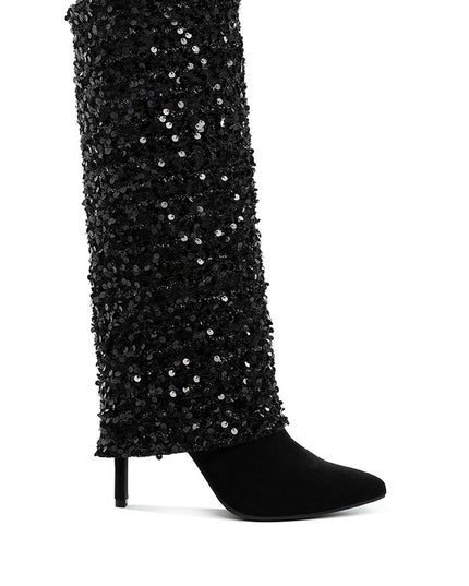 Sin City Sequin Fold-Over Calf Boots