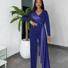 Air Of Sophistication Draped Sash Jumpsuit - S / Blue