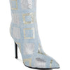 Sharmin Checkered Sequin Knee High Boots