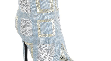 Sharmin Checkered Sequin Knee High Boots