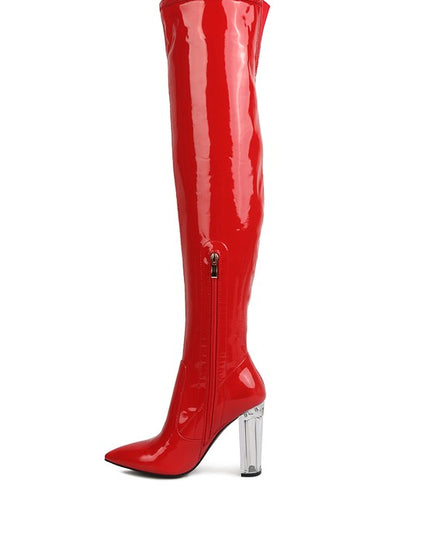NOIRE THIGH HIGH LONG BOOTS IN PATENT PU