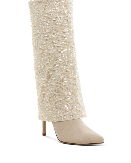 Sin City Sequin Fold-Over Calf Boots