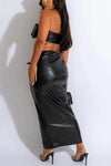 Barely There PU Buckle Tube Top and Maxi Skirt Set - Sets