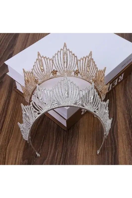 Baroque Rhinestone Crown Headband - Silver - Headbands