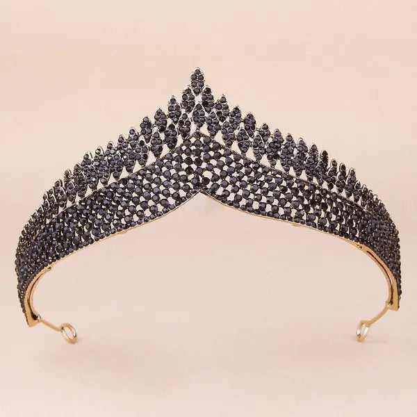 Beautiful Bride Rhinestone Headband Crown - Black