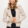 Coalition LA Double Zip Hooded Long Sleeve Jacket-Cream