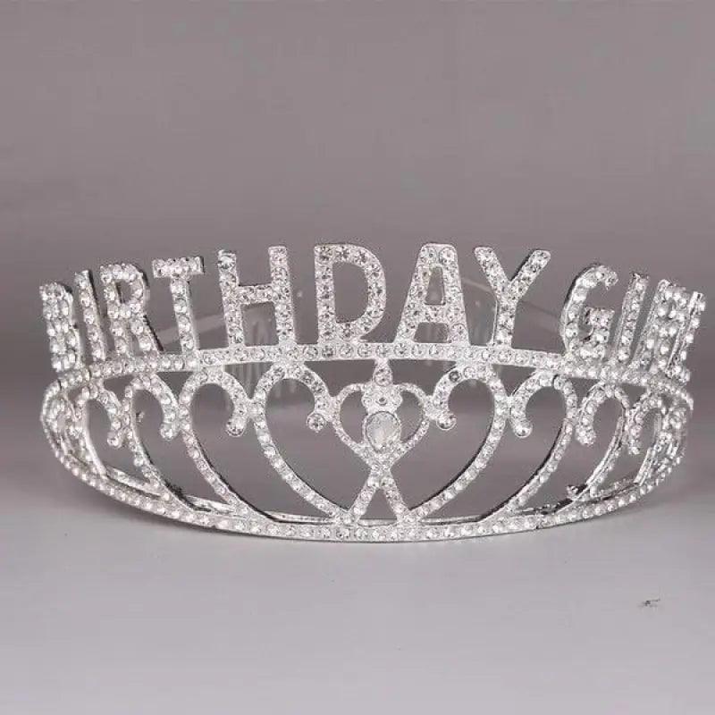 Birthday Girl Rhinestone Crown Headband - White - Headbands