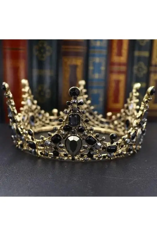Black Rhinestone Jewel Head Crown - Crowns