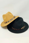 Buckle Leopard Band Fedora Hat - Hats