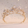 Butterfly Pearl Alloy Crown Headband - Gold - Rhinestone