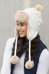 Cable Weave Pom Trapper Hat - Aviator Hats