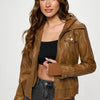 Coalition LA Double Zip Hooded Long Sleeve Jacket-Camel