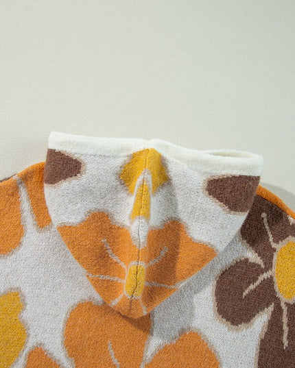 Knitted Drawstring Hooded Plus Size Sweater