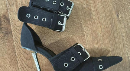 Buckle Up PU Leather High Heel Sandals