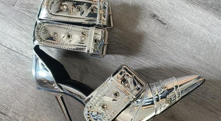 Buckle Up PU Leather High Heel Sandals