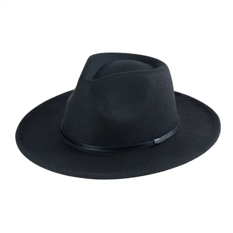 Classic Suede Felt Fedora Hat - Black - Hats