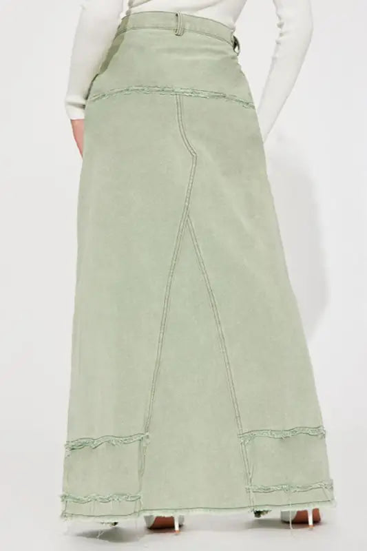 Color Block Front Slit Maxi Skirt - Denim Skirts