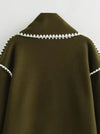 Cowl Collar Scarf Wrap Coat - Mid Length Coats