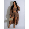 Cozy Knitted Sweater Three-Piece Cardigan Short Set - S