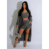 Cozy Knitted Sweater Three-Piece Cardigan Short Set - S