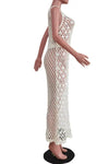Crochet Knitted Beach Slit Dress Embellished In Sequin