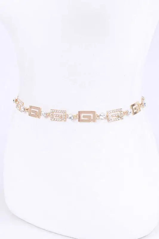 Crystal Fashion Chain Belt - 42’ inches / Gold - Belts